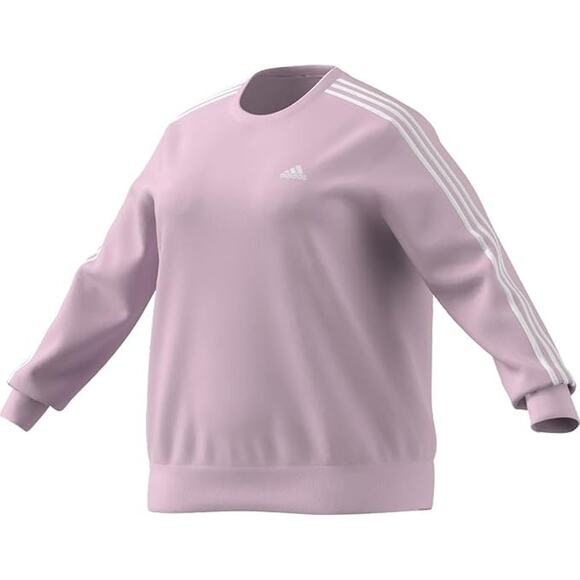 adidas Essentials 3-Stripes Fleece Plus Size Womens 1X Sweatshirt Solid Pink New - Picture 1 of 4
